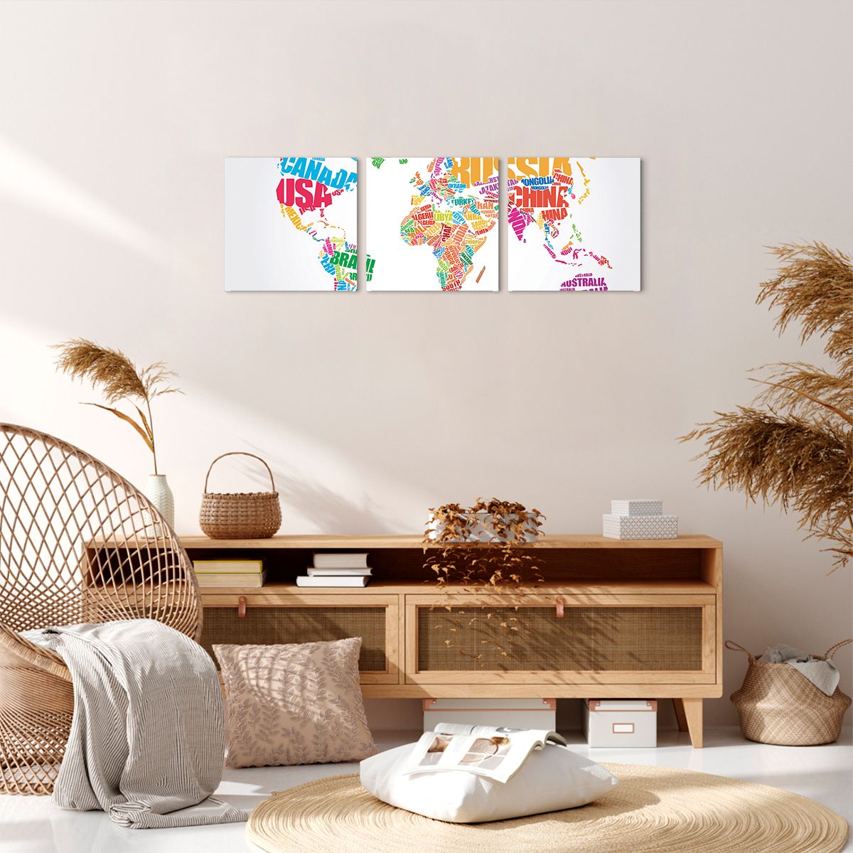 Obraz Na Płótnie - Mapa Kontynent - 90X30 Cm - Ca90X30-2860