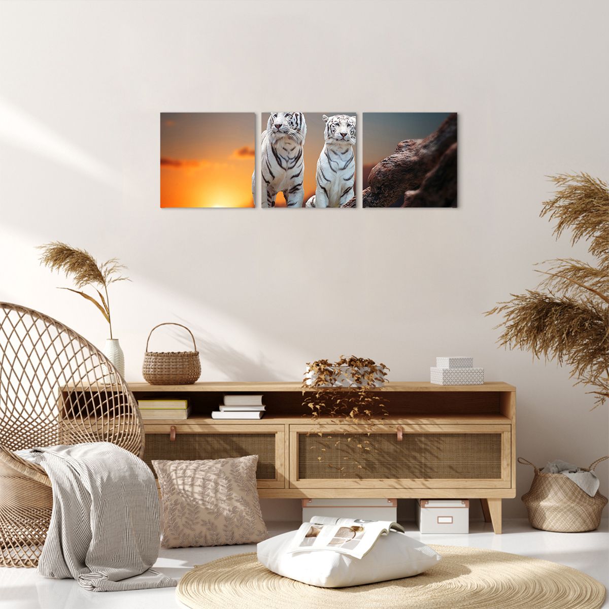 Obraz Na Płótnie - Tygrys Skała  - 90X30 Cm - Ca90X30-2901