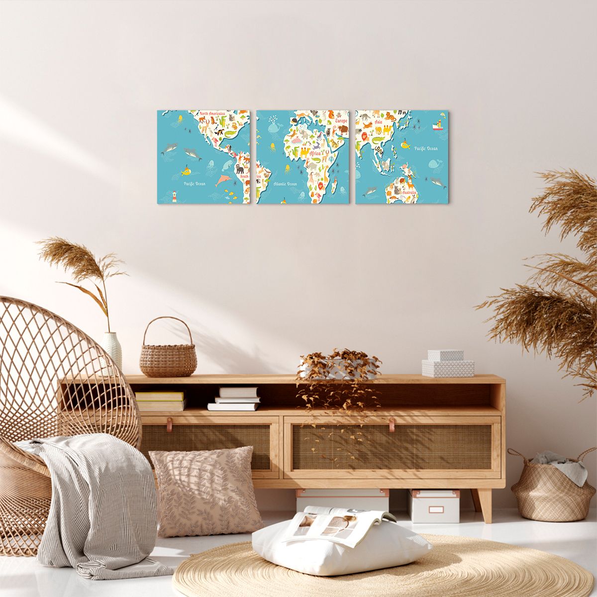 Obraz Na Płótnie - Mapa Kontynent - 90X30 Cm - Ca90X30-3106