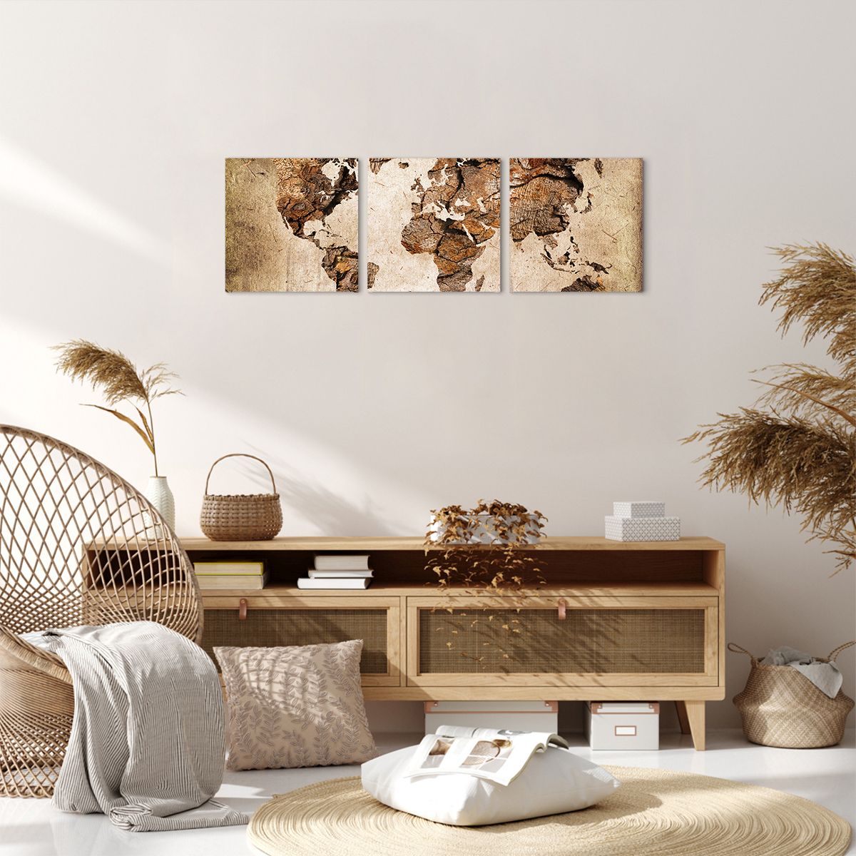 Obraz Na Płótnie - Mapa Kontynenty - 90X30 Cm - Ca90X30-3590