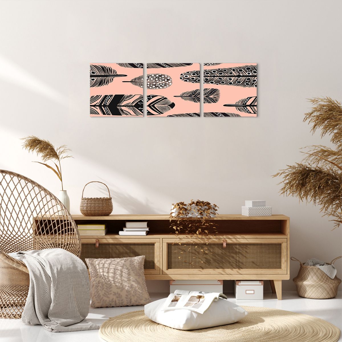 Obraz Na Płótnie - Kompozycja Pióra - 90X30 Cm - Ca90X30-3786