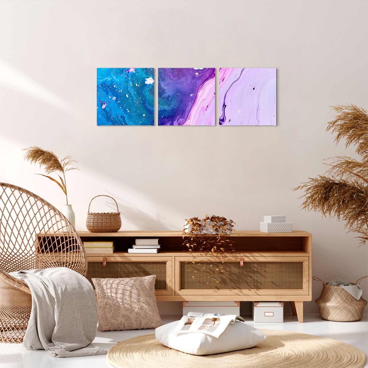 Obraz Na Płótnie - Kompozycja Błekit - 90X30 Cm - Ca90X30-3824