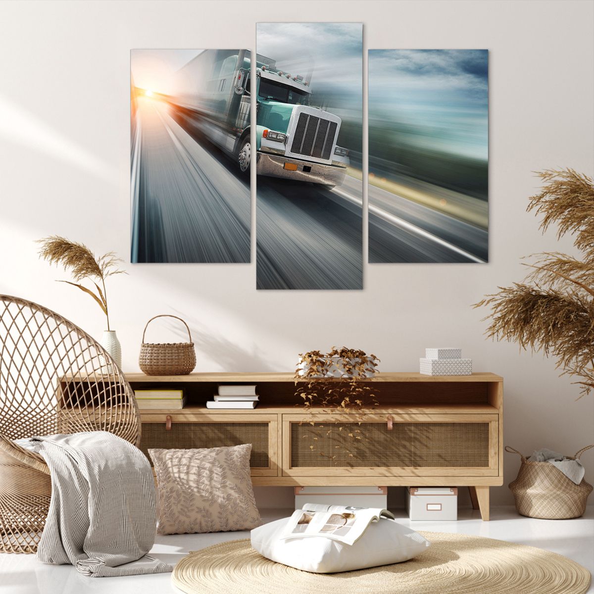 Obraz Na Płótnie - Ciężarówka Trasa - 130X100 Cm - Cb130X100-0182