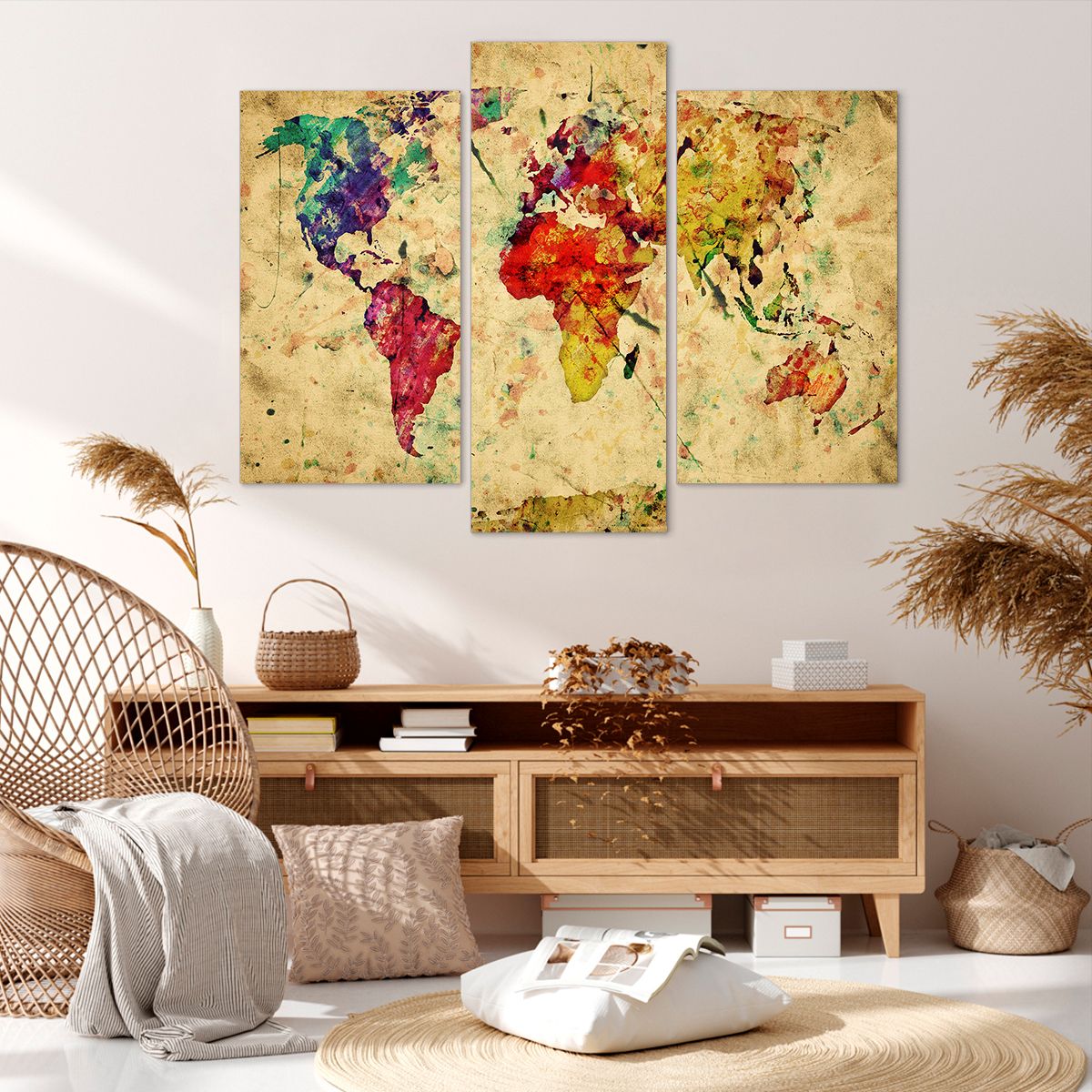 Obraz Na Płótnie - Mapa Kontynenty - 130X100 Cm - Cb130X100-3582