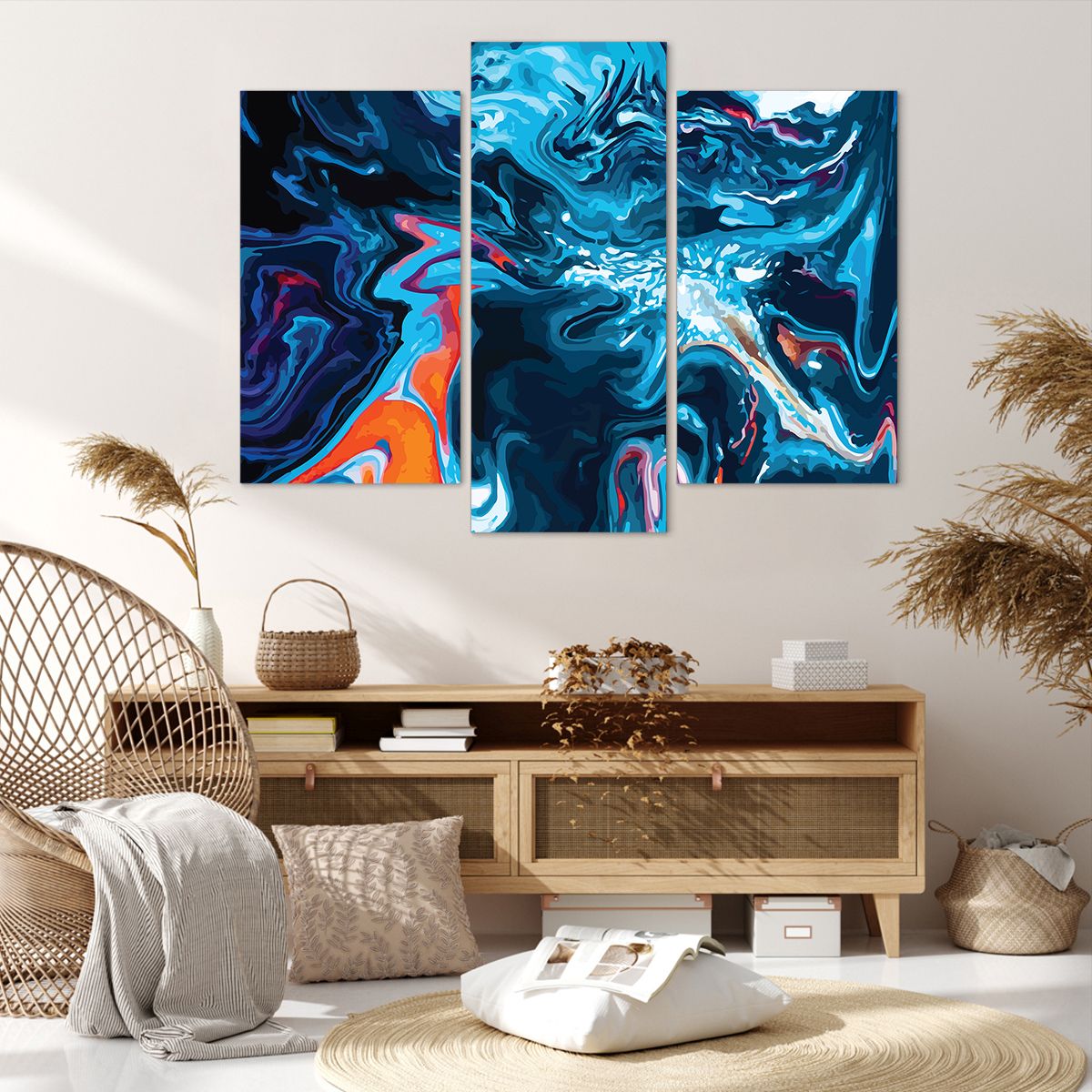 Obraz Na Płótnie - Abstrakcja Błękit - 130X100 Cm - Cb130X100-4085