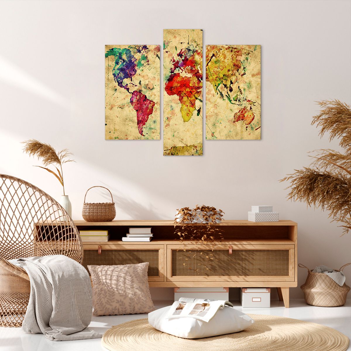 Obraz Na Płótnie - Mapa Kontynenty  - 95X80 Cm - Cb95X80-3582