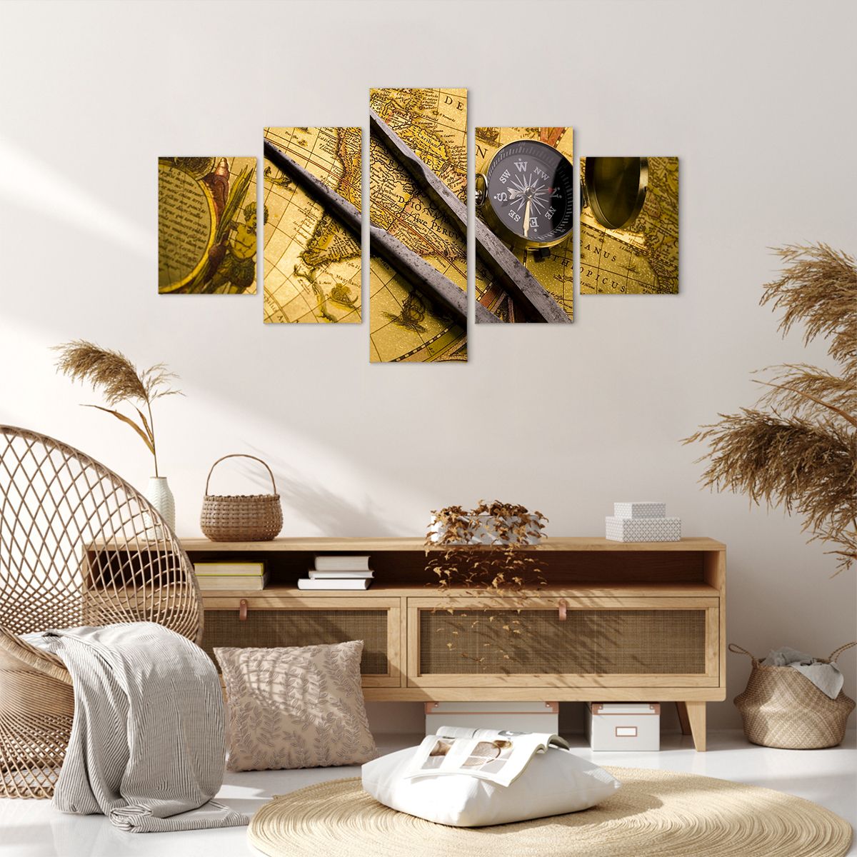 Obraz Na Płótnie - Mapa Kompas - 125X70 Cm - Ea125X70-0146