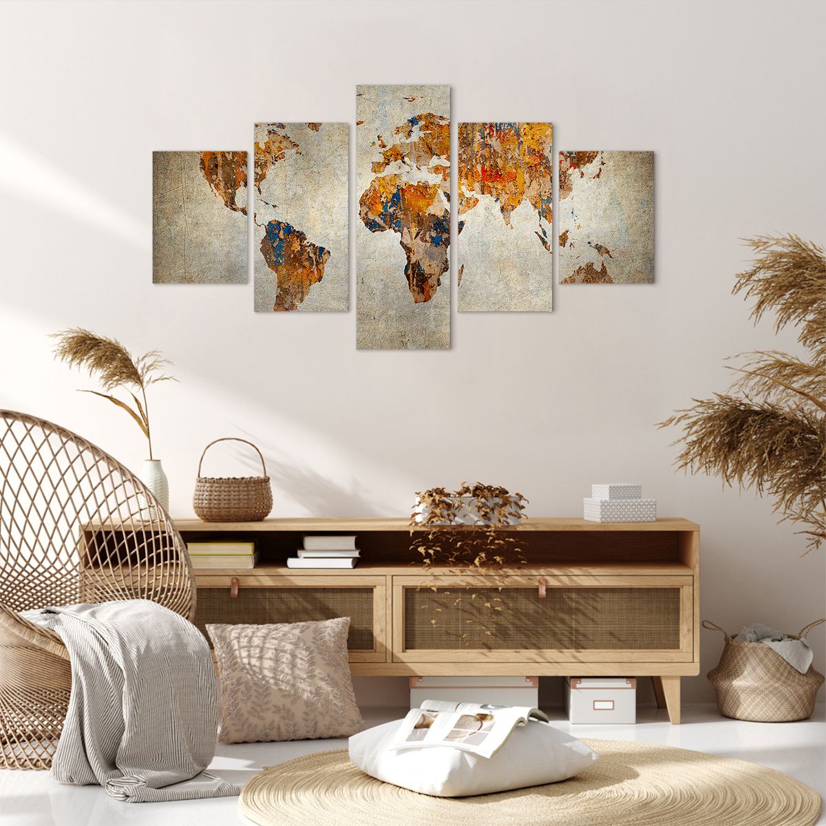 Obraz Na Płótnie - Mapa Kontynent - 125X70 Cm - Ea125X70-2783