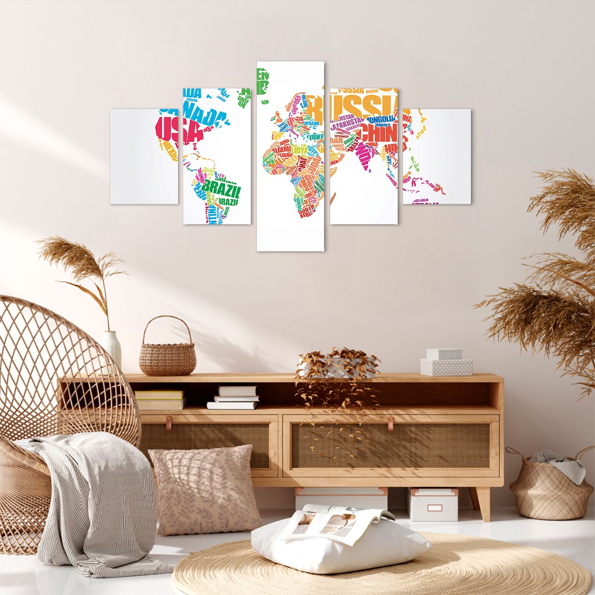 Obraz Na Płótnie - Mapa Kontynent - 125X70 Cm - Ea125X70-2860