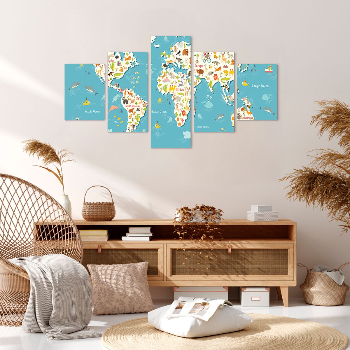 Obraz Na Płótnie - Mapa Kontynent - 125X70 Cm - Ea125X70-3106