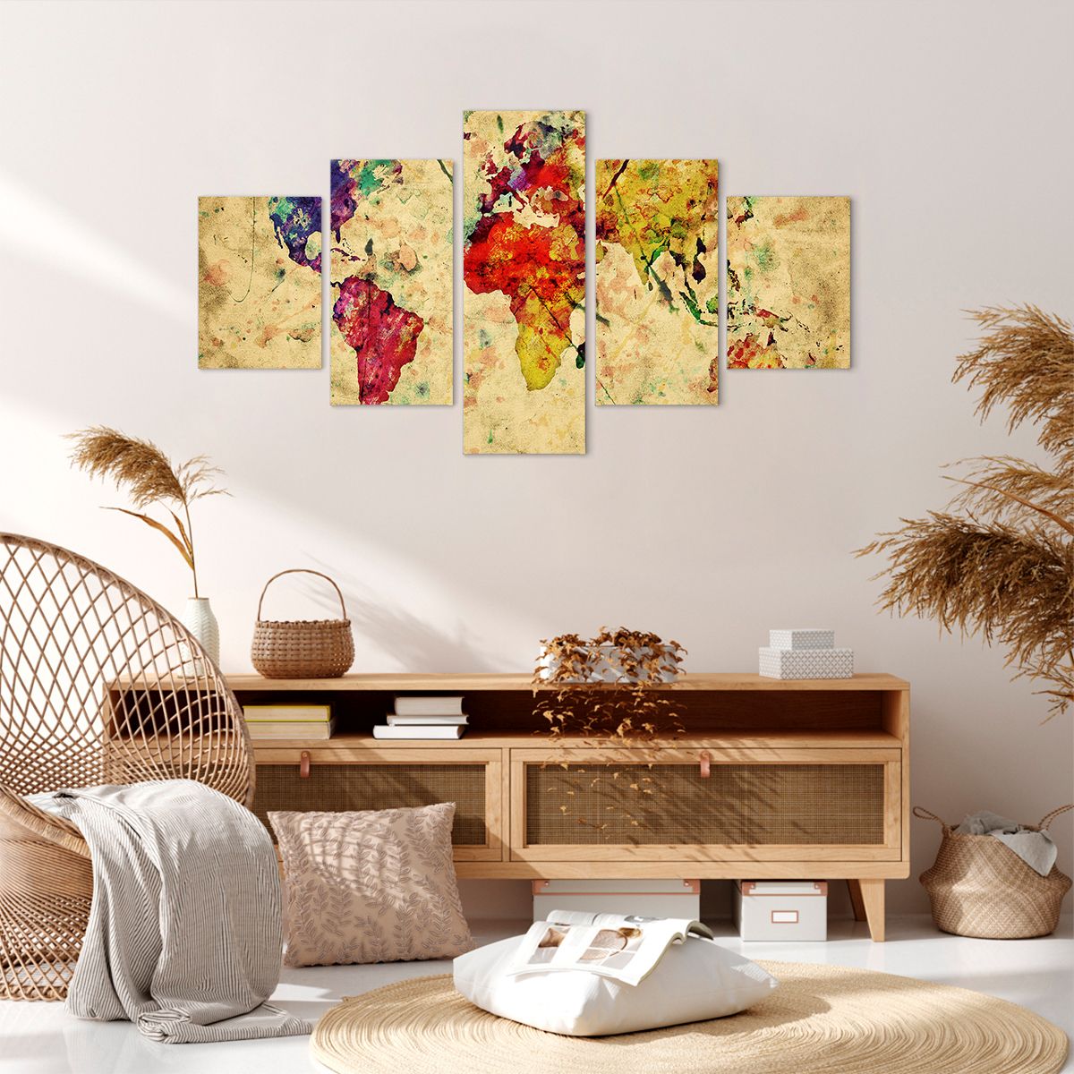 Obraz Na Płótnie - Mapa Kontynenty - 125X70 Cm - Ea125X70-3582