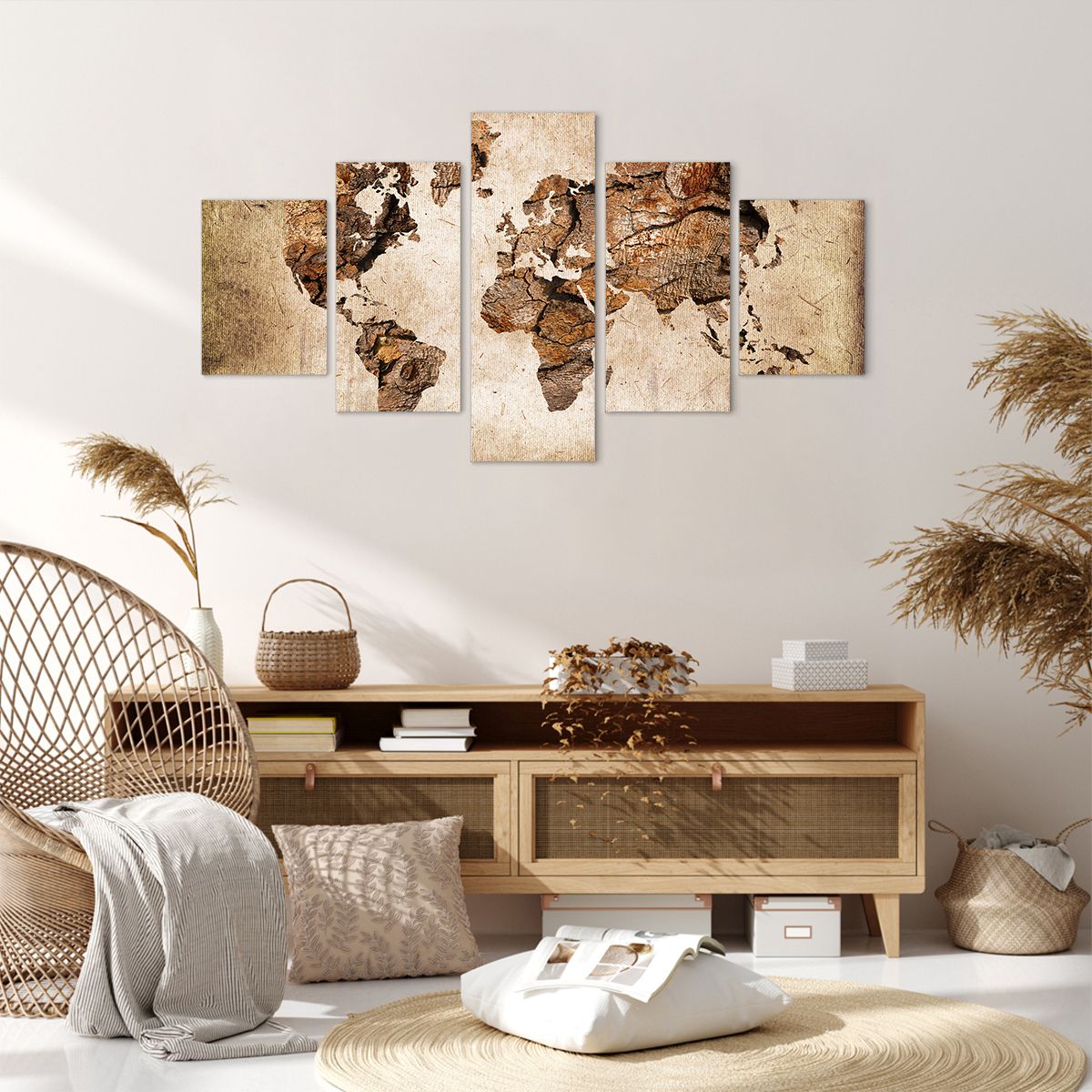 Obraz Na Płótnie - Mapa Kontynenty - 125X70 Cm - Ea125X70-3590