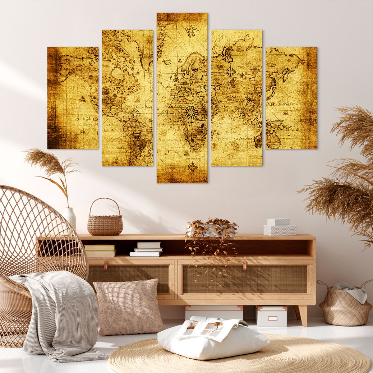 Obraz Na Płótnie - Mapa Świata - 150X100 Cm - Ea150X100-0127