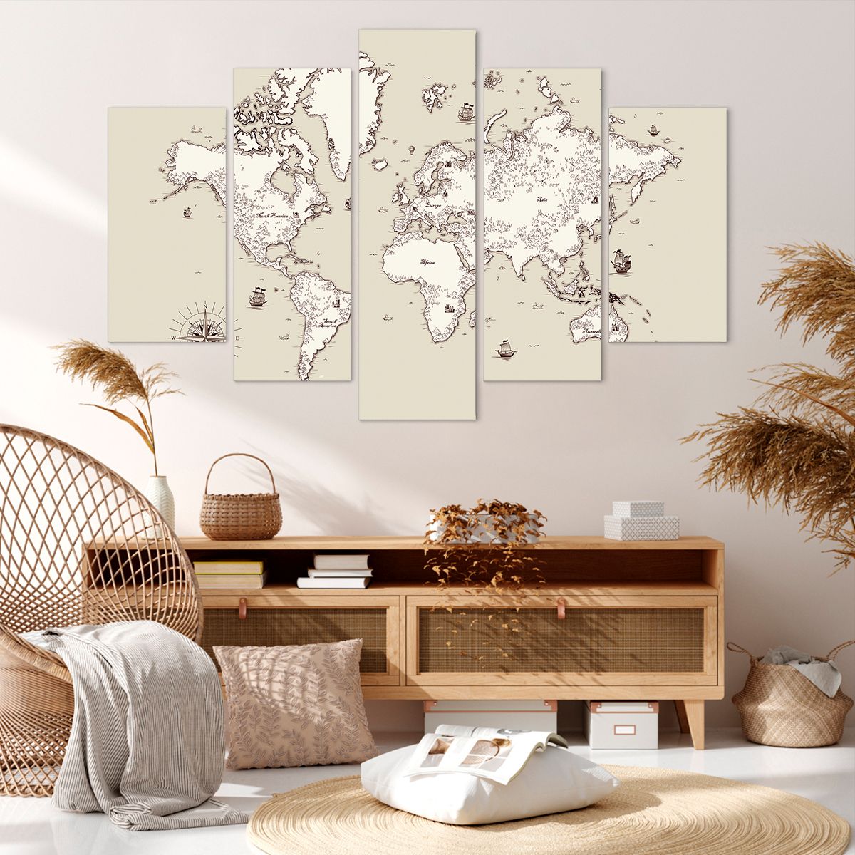 Obraz Na Płótnie - Mapa Kontynent - 150X100 Cm - Ea150X100-2910
