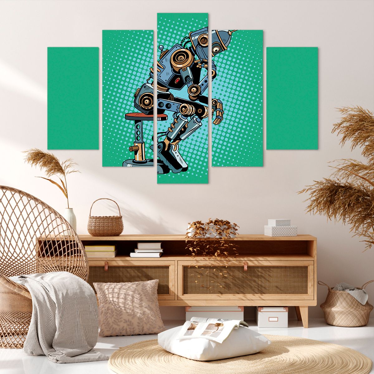 Obraz Na Płótnie - Robot Myślenie - 150X100 Cm - Ea150X100-3194
