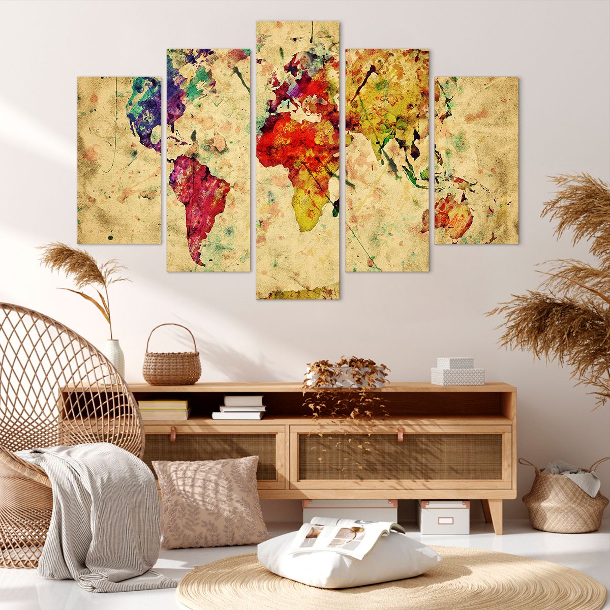 Obraz Na Płótnie - Mapa Kontynenty  - 150X100 Cm - Ea150X100-3582