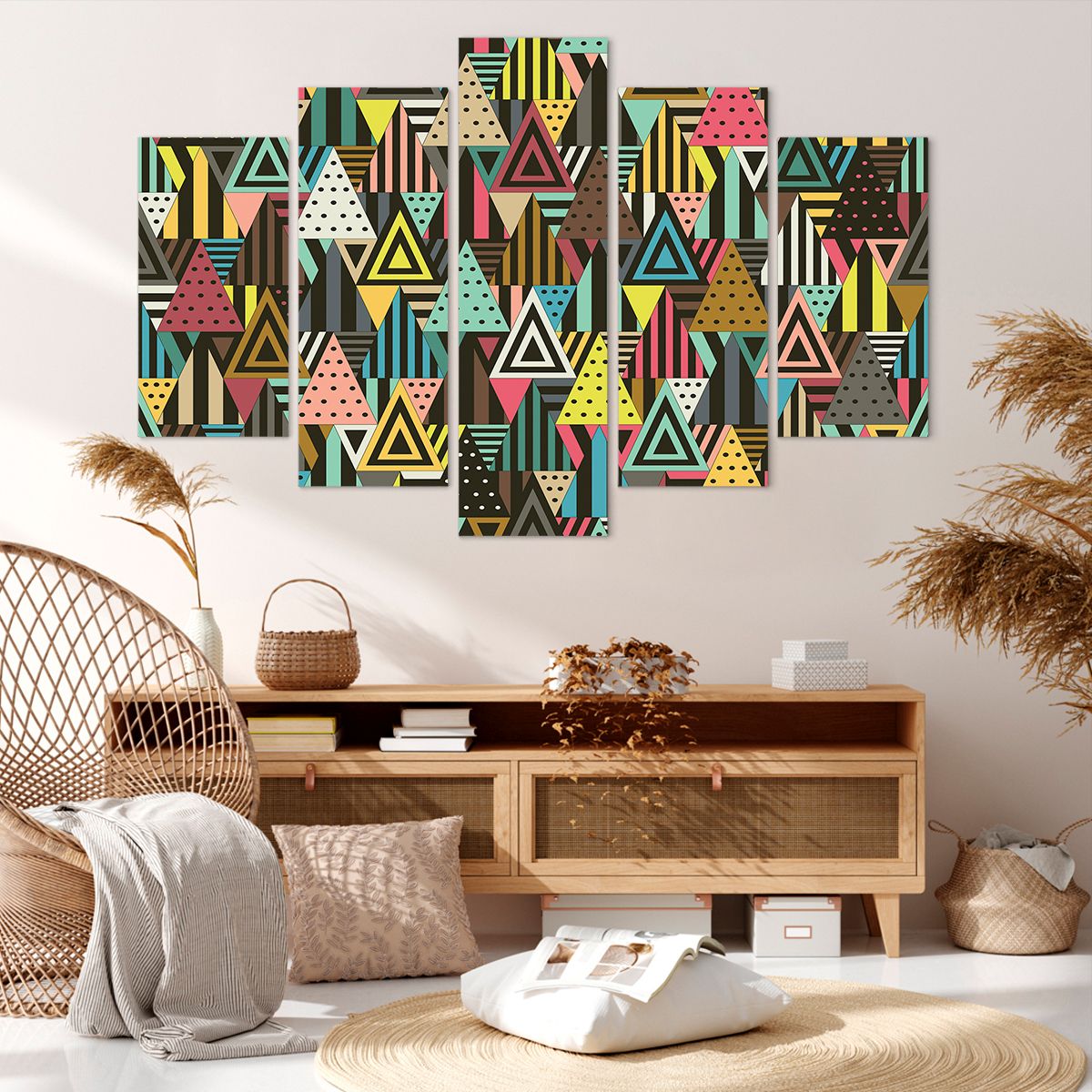 Obraz Na Płótnie - Trójkąt Paski  - 150X100 Cm - Ea150X100-3700