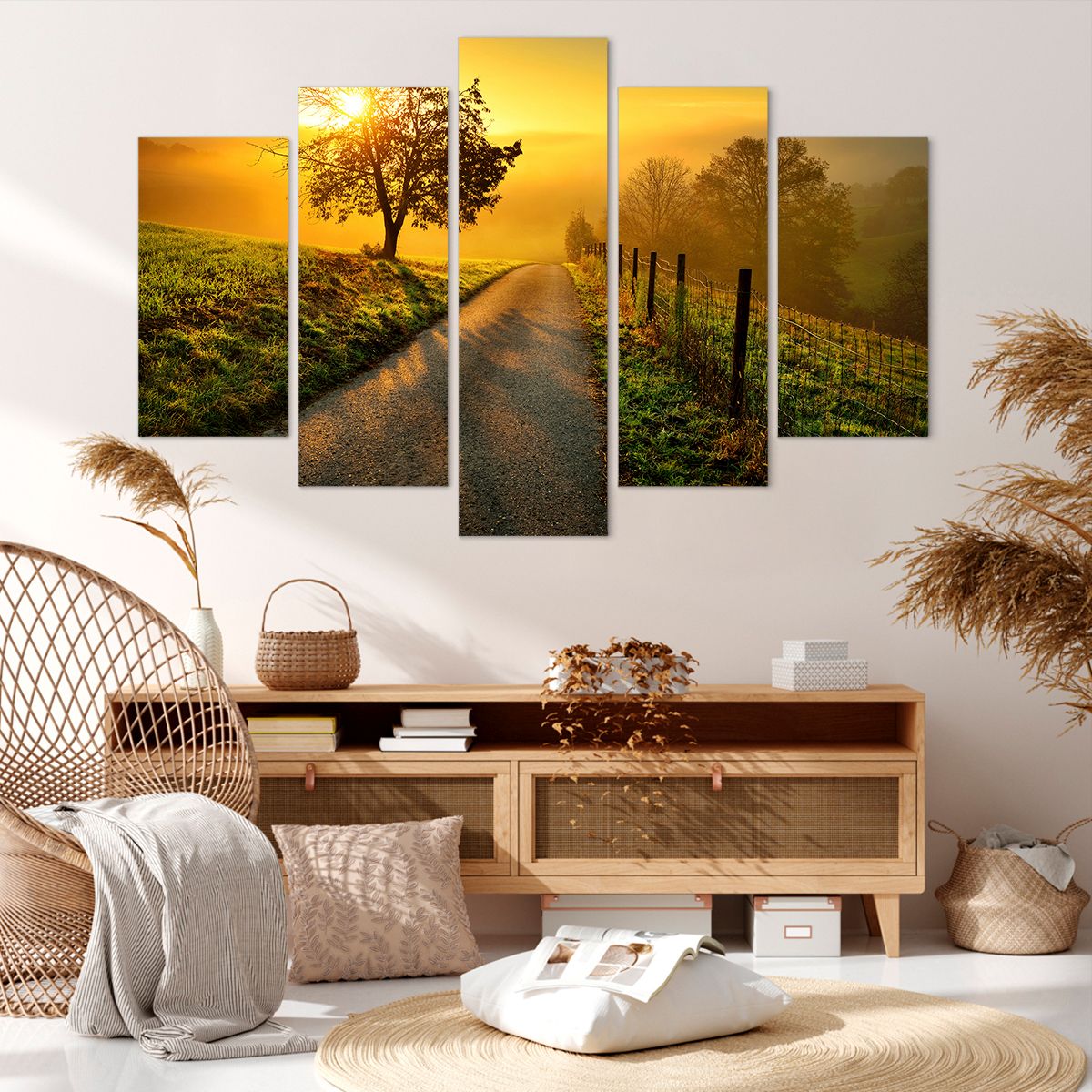 Obraz Na Płótnie - Droga Pole Łąka - 150X100 Cm - Ea150X100-3851
