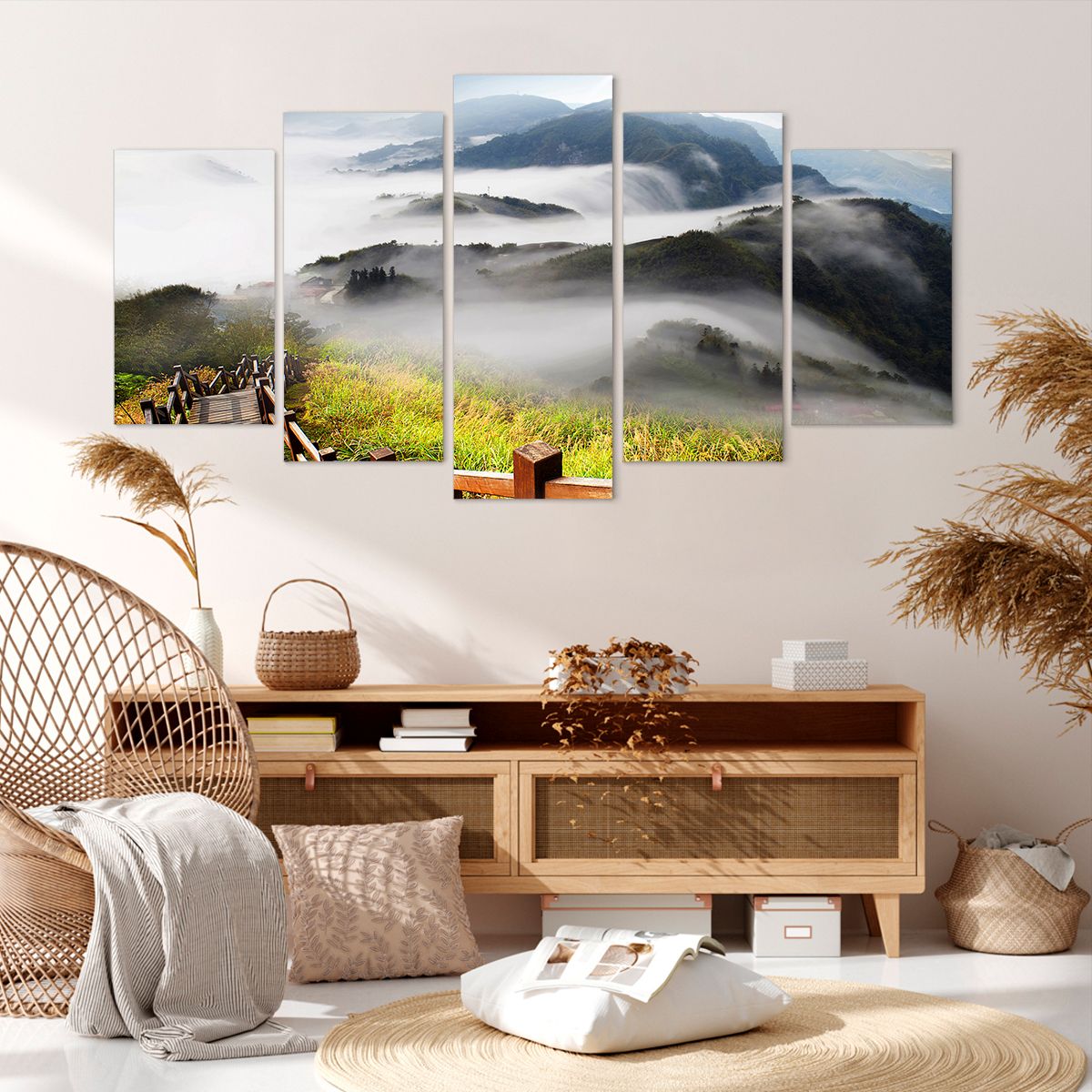 Obraz Na Płótnie - Góry Droga Mgła - 160X85 Cm - Ea160X85-2444