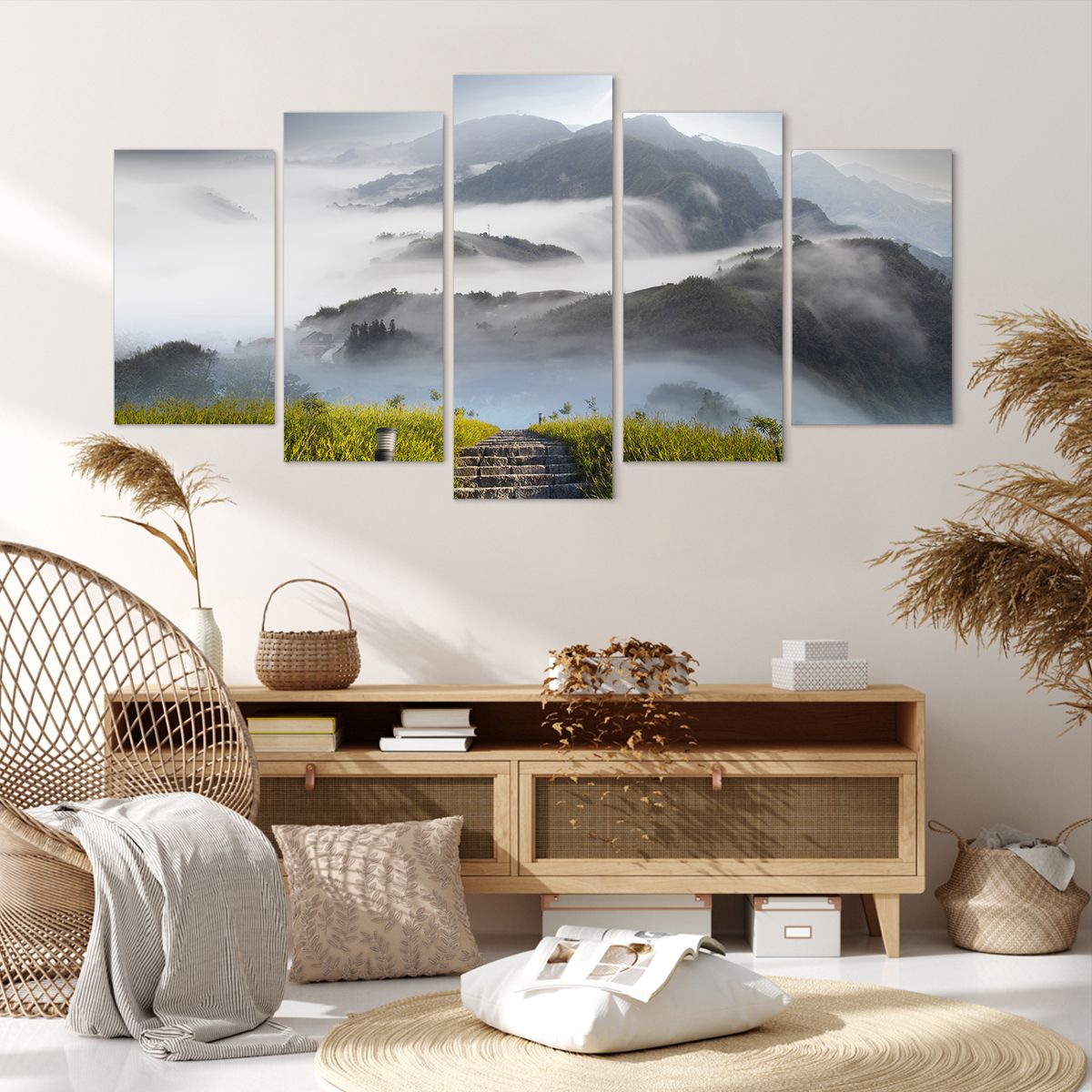 Obraz Na Płótnie - Góry Droga Mgła - 160X85 Cm - Ea160X85-2478