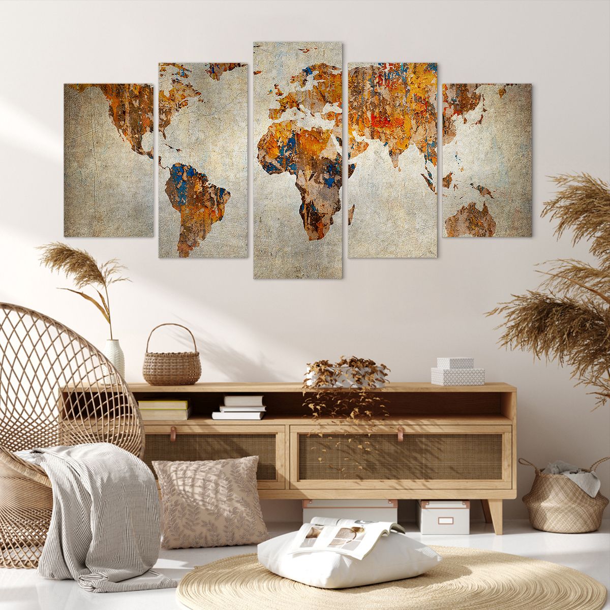 Obraz Na Płótnie - Mapa Kontynent - 160X85 Cm - Ea160X85-2783