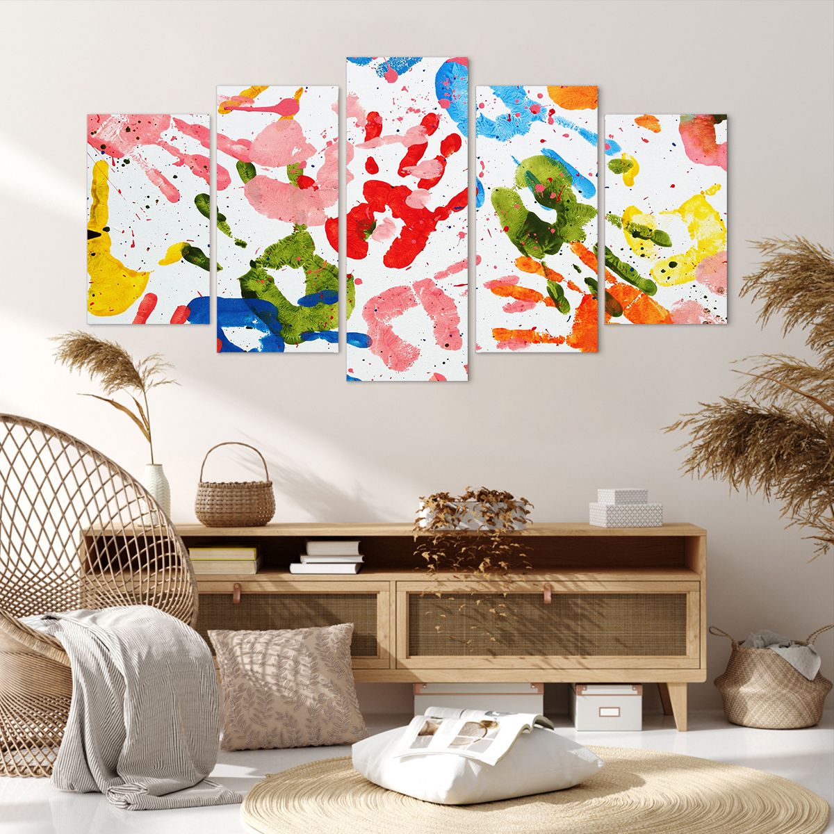 Obraz Na Płótnie - Dłoń Odcisk Farba - 160X85 Cm - Ea160X85-2876