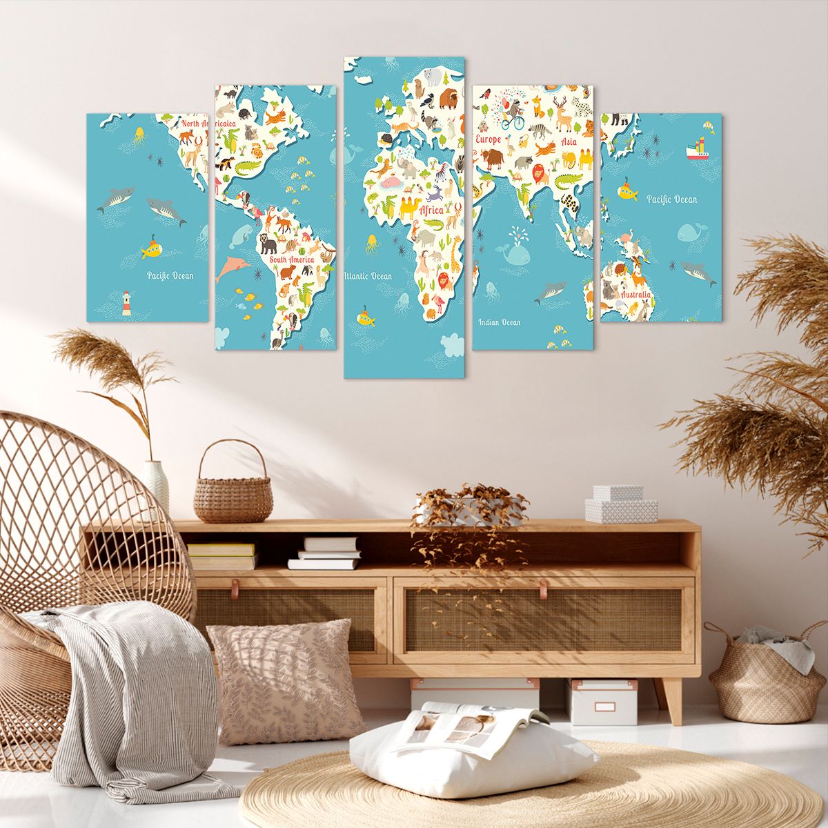 Obraz Na Płótnie - Mapa Kontynent - 160X85 Cm - Ea160X85-3106