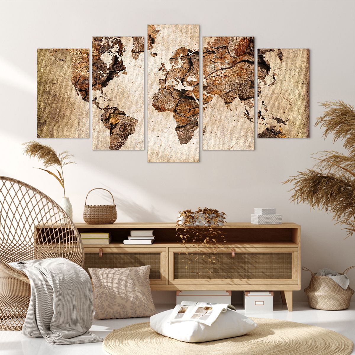 Obraz Na Płótnie - Mapa Kontynenty - 160X85 Cm - Ea160X85-3590