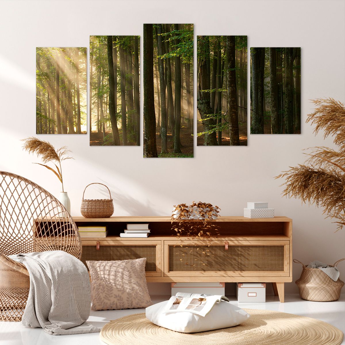 Obraz Na Płótnie - Las Drzewa Chrust  - 160X85 Cm - Ea160X85-3628