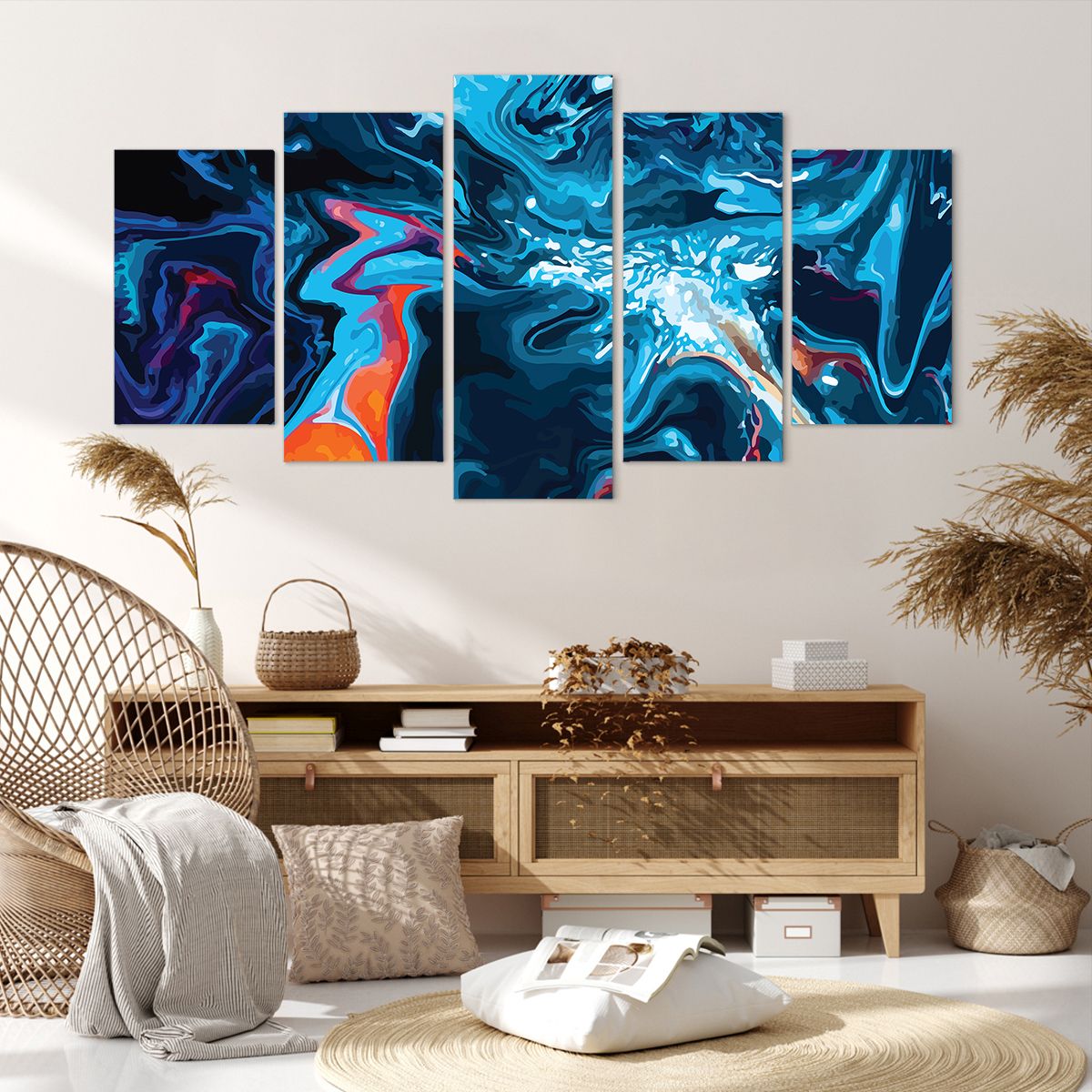Obraz Na Płótnie - Abstrakcja Błękit  - 160X85 Cm - Ea160X85-4085