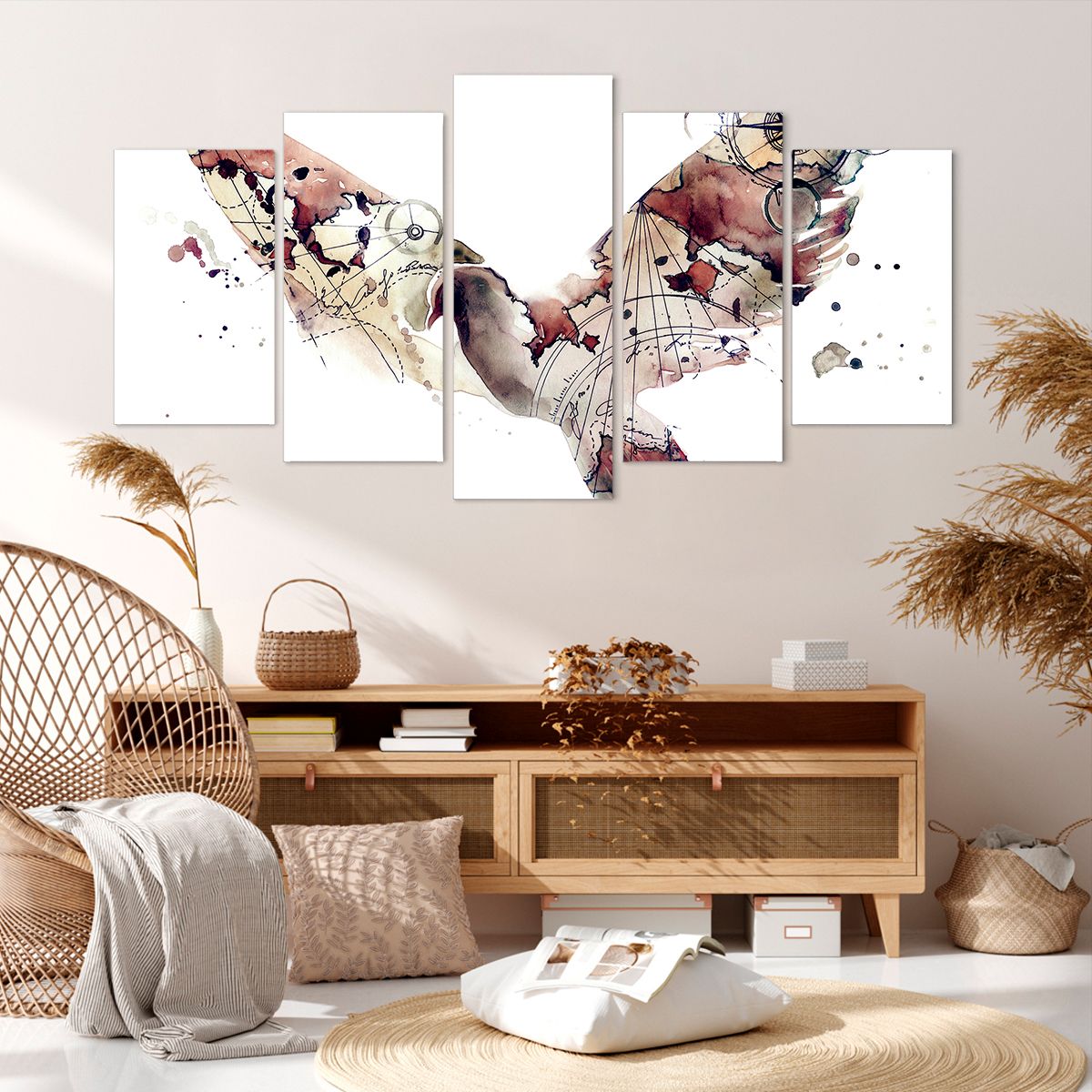 Obraz Na Płótnie - Gołąb Kompas Mapa - 160X85 Cm - Ea160X85-4109