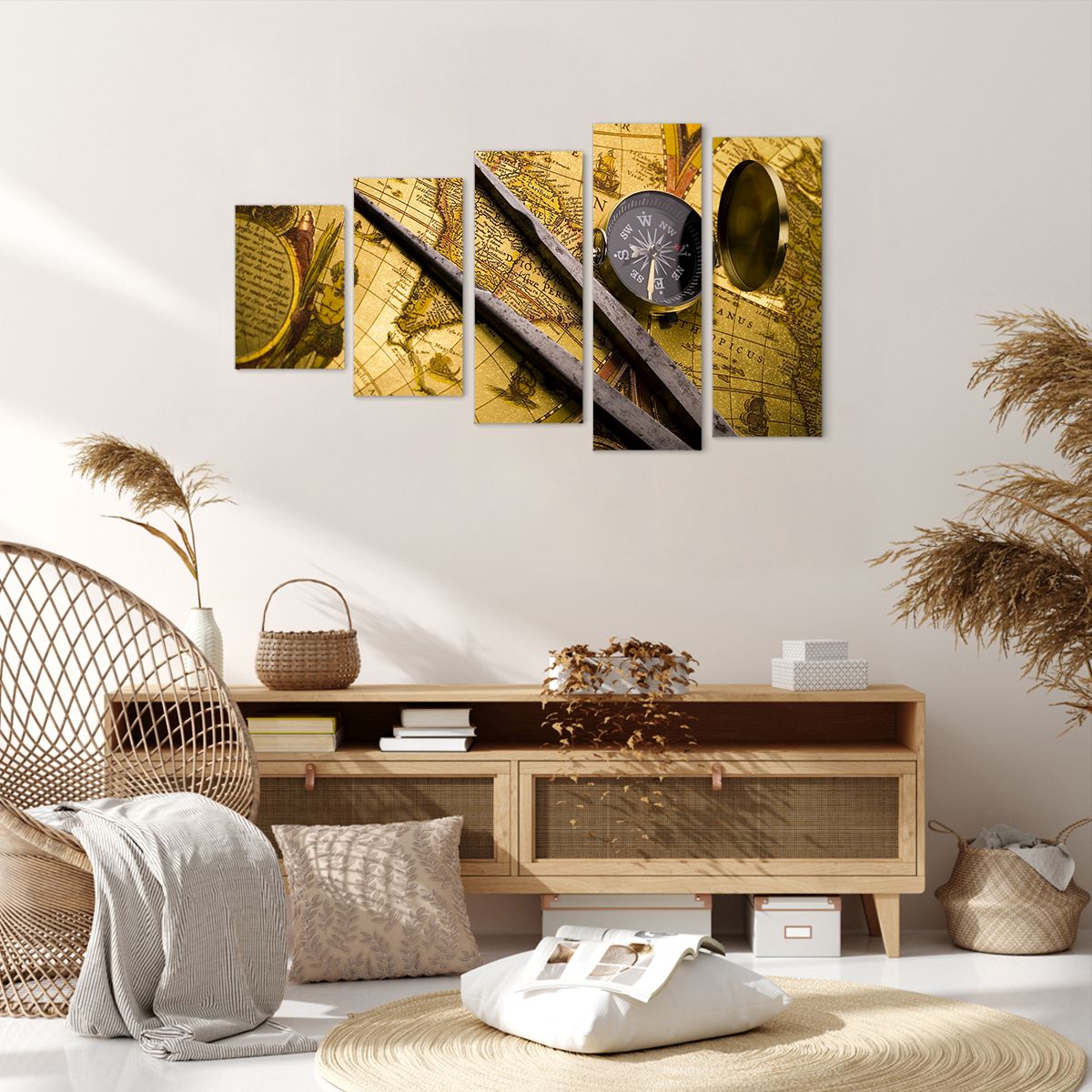 Obraz Na Płótnie - Mapa Kompas - 100X60 Cm - Eg100X60-0146