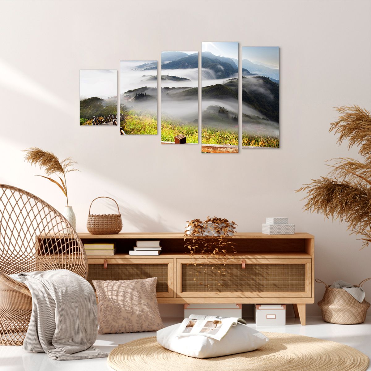 Obraz Na Płótnie - Góry Droga Mgła - 100X60 Cm - Eg100X60-2444