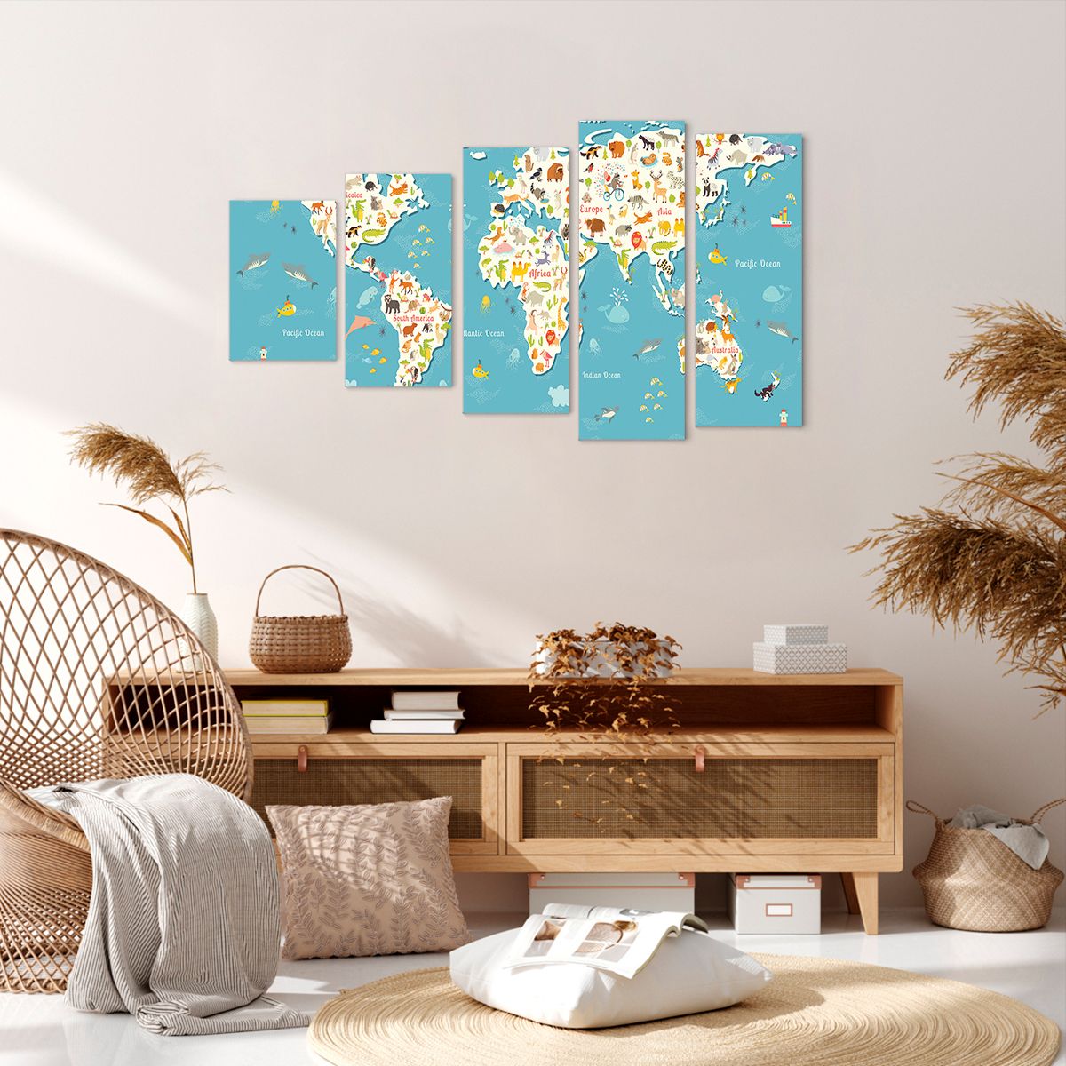 Obraz Na Płótnie - Mapa Kontynent - 100X60 Cm - Eg100X60-3106