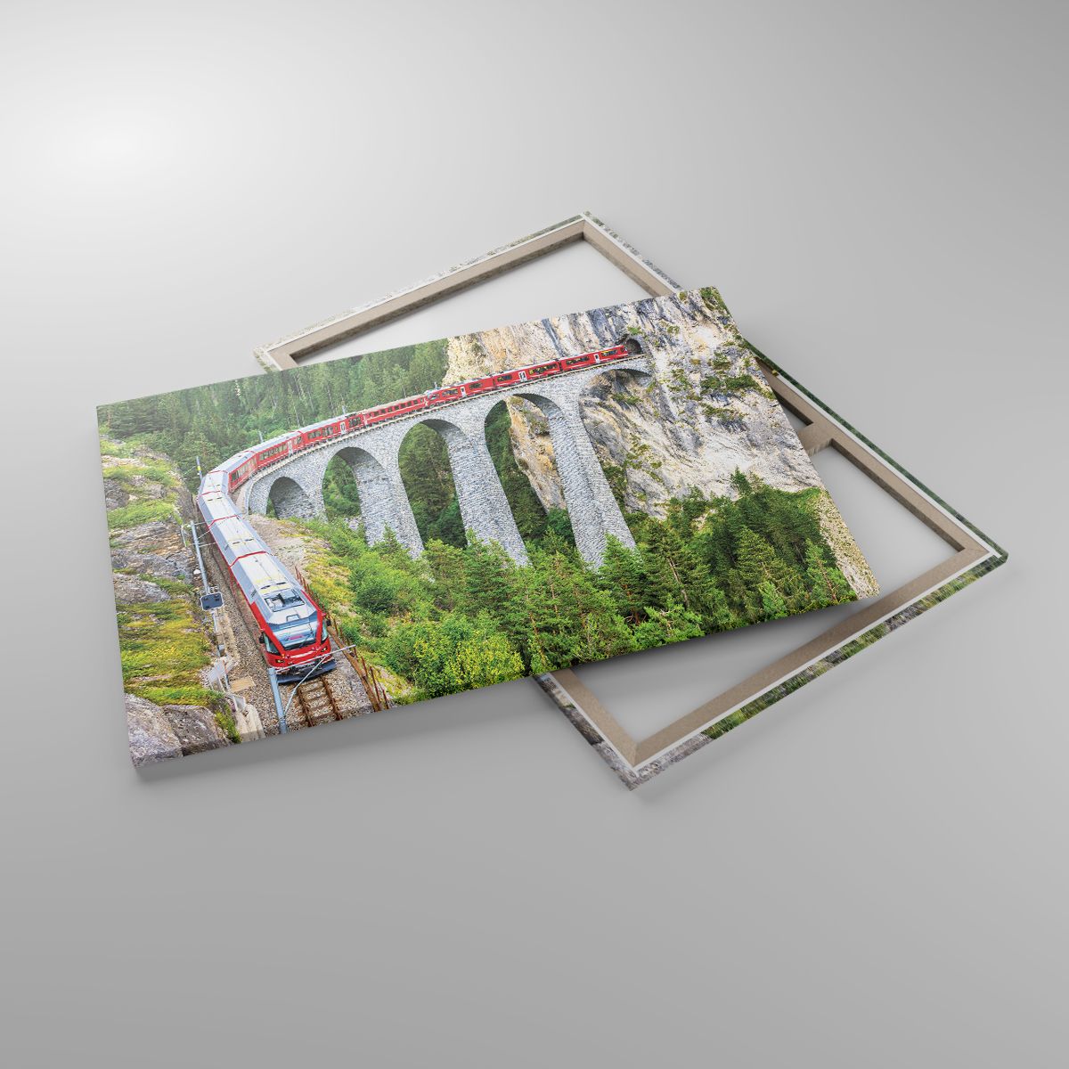 Obrazy Most Kolejowy, Obrazy Krajobraz Górski, Obrazy Pociąg Pasażerski, Obrazy Góry, Obrazy Alpy