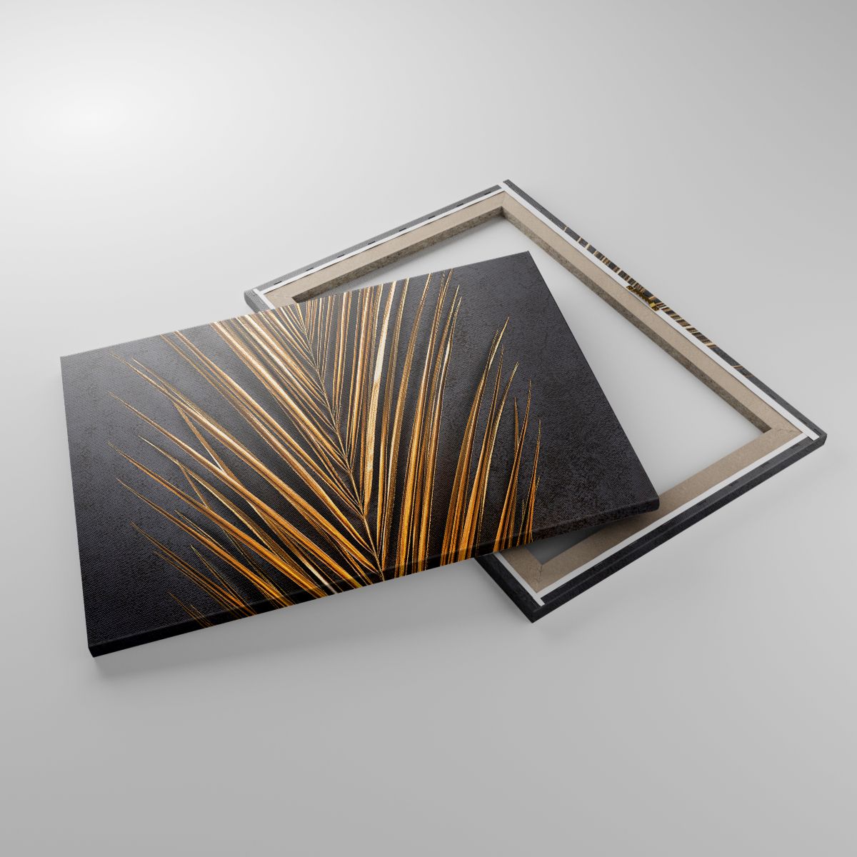 Leinwandbild Palmblatt, Leinwandbild Kunst, Leinwandbild Abstraktion, Leinwandbild Exotisch, Leinwandbild Gold