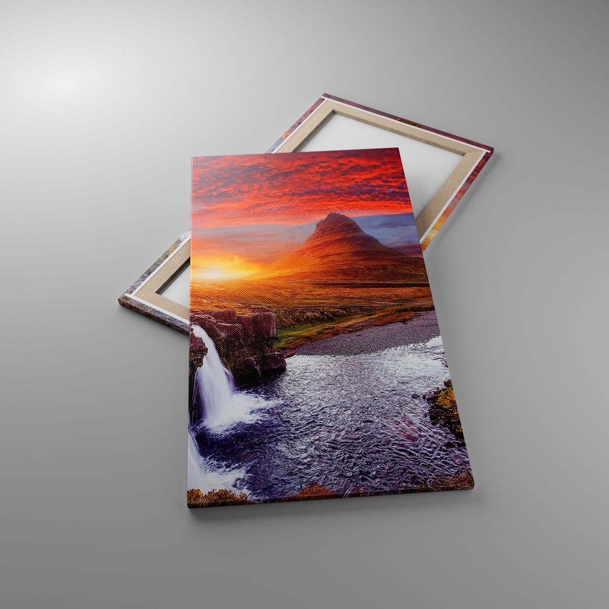 Leinwandbild Landschaft, Leinwandbild Wasserfall, Leinwandbild Island, Leinwandbild Berg Kirkjufell, Leinwandbild Natur