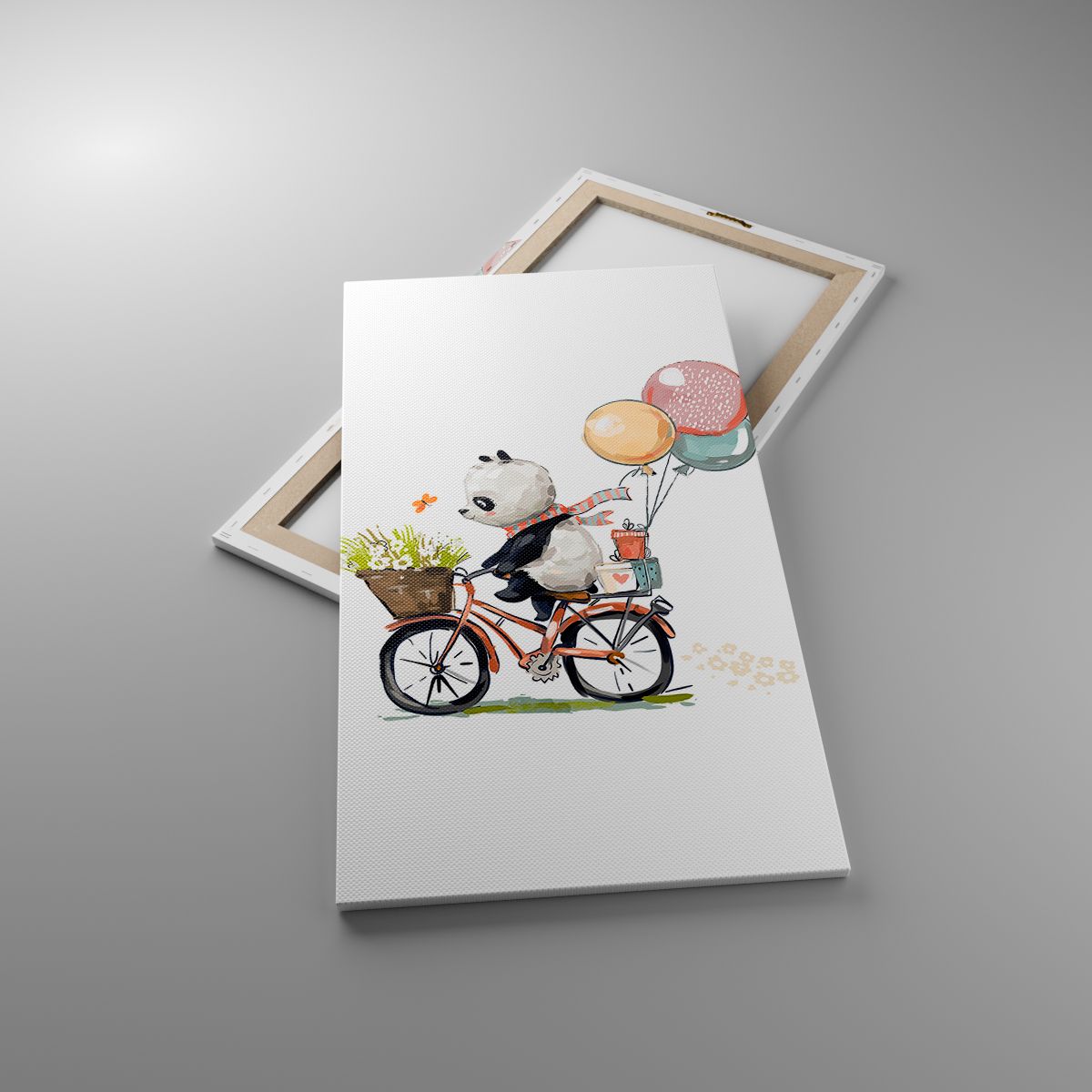 Bild på duk För Barn, Bild på duk Panda På En Cykel, Bild på duk Abstraktion, Bild på duk Färgglada Ballonger, Bild på duk Berättelse