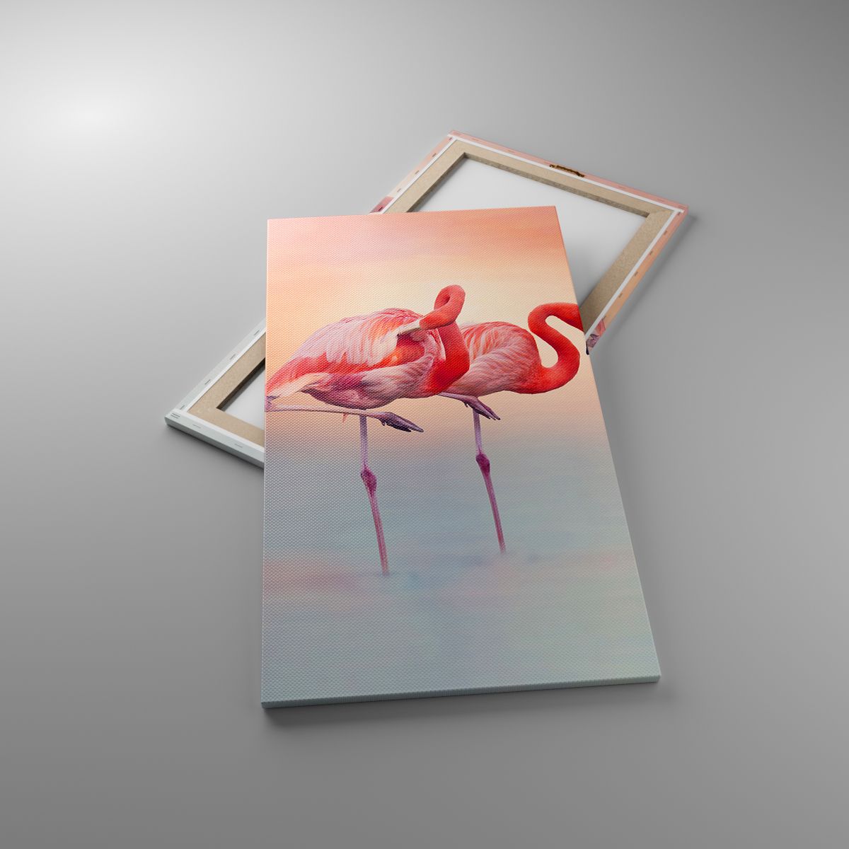 Leinwandbild Flamingos, Leinwandbild Die Vögel, Leinwandbild Natur, Leinwandbild Tiere, Leinwandbild Pastellfarben
