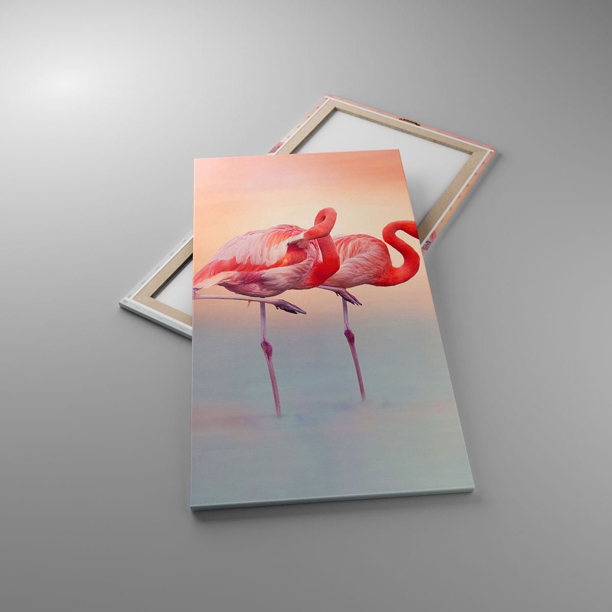 Leinwandbild Flamingos, Leinwandbild Die Vögel, Leinwandbild Natur, Leinwandbild Tiere, Leinwandbild Pastellfarben