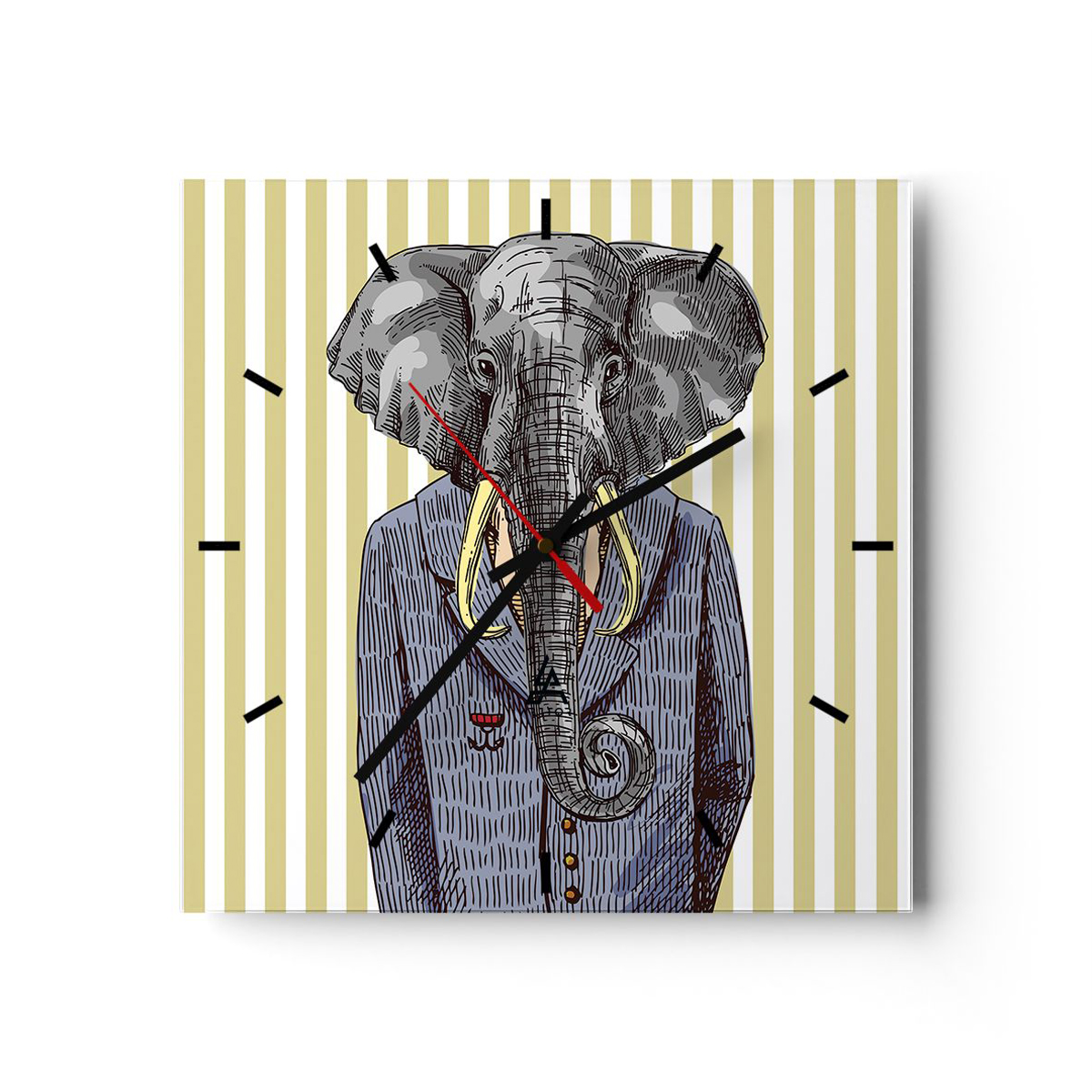 Orologio da parete con animali da zooo, 30 x 30 cm, in vetro per Orologio da parete con animali da zooo, 30 x 30 cm, in vetro per