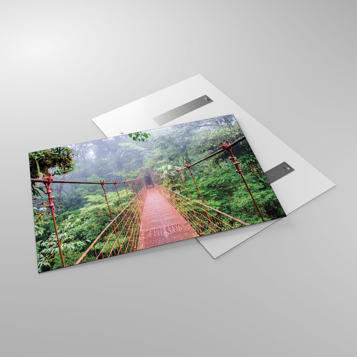 Glasbild Landschaft, Glasbild Urwald, Glasbild Costa Rica, Glasbild Hängende Brücke, Glasbild Natur