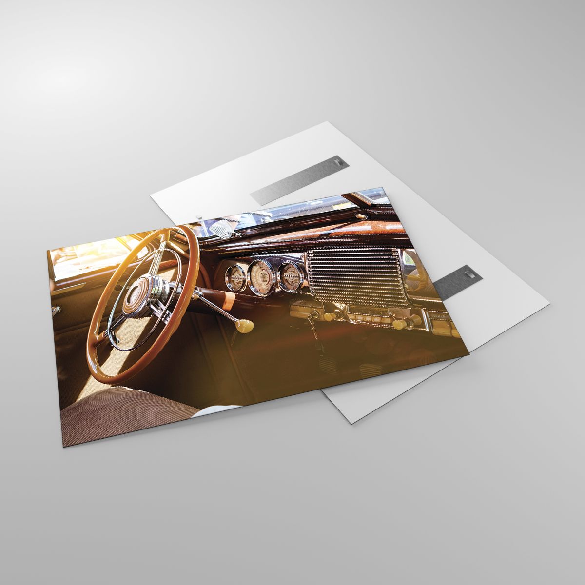 Glasbild Oldtimer, Glasbild Automobil, Glasbild Armaturenbrett, Glasbild Reise, Glasbild Retro