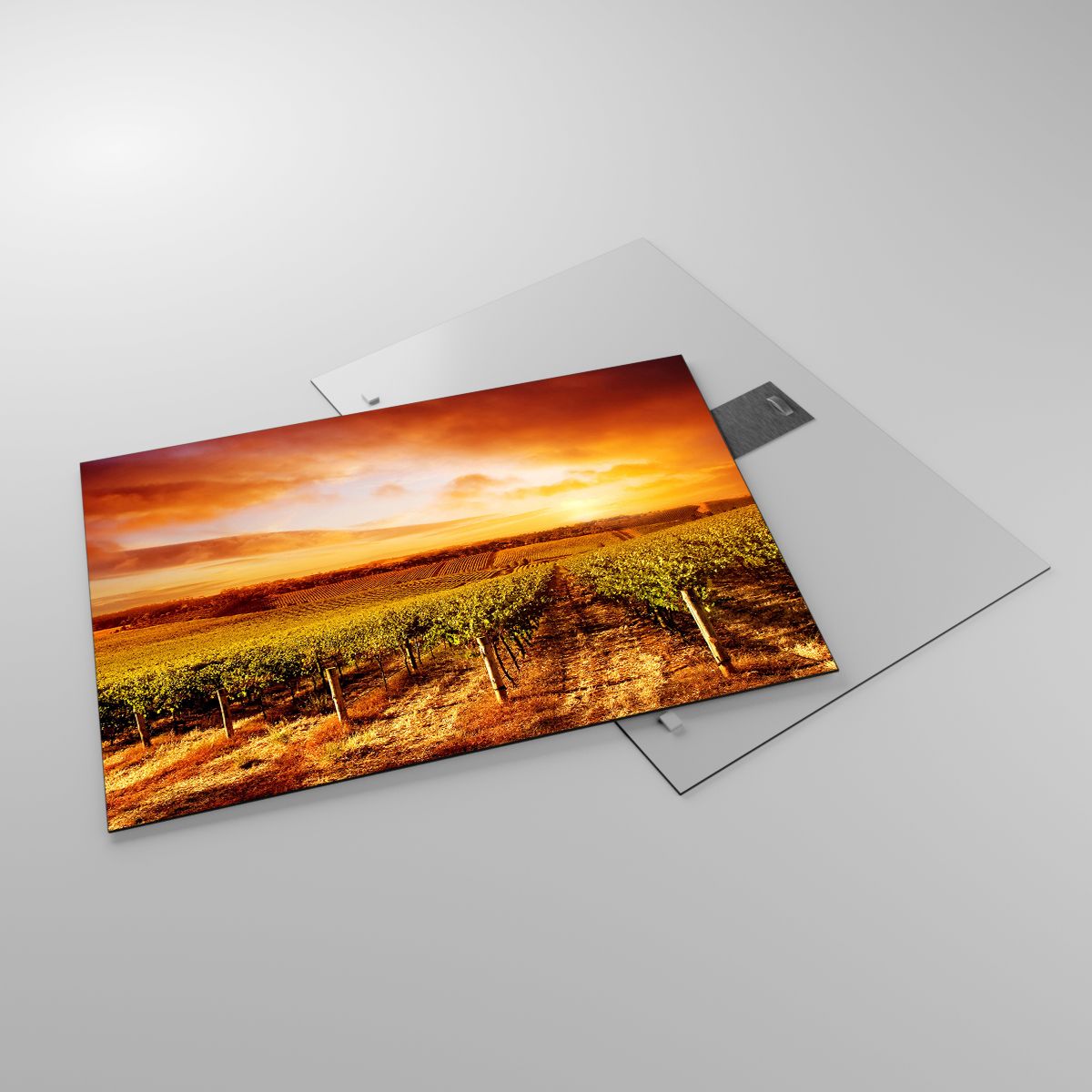 Glasbild Weinberg, Glasbild Der Sonnenuntergang, Glasbild Landschaft, Glasbild Landschaft, Glasbild Natur