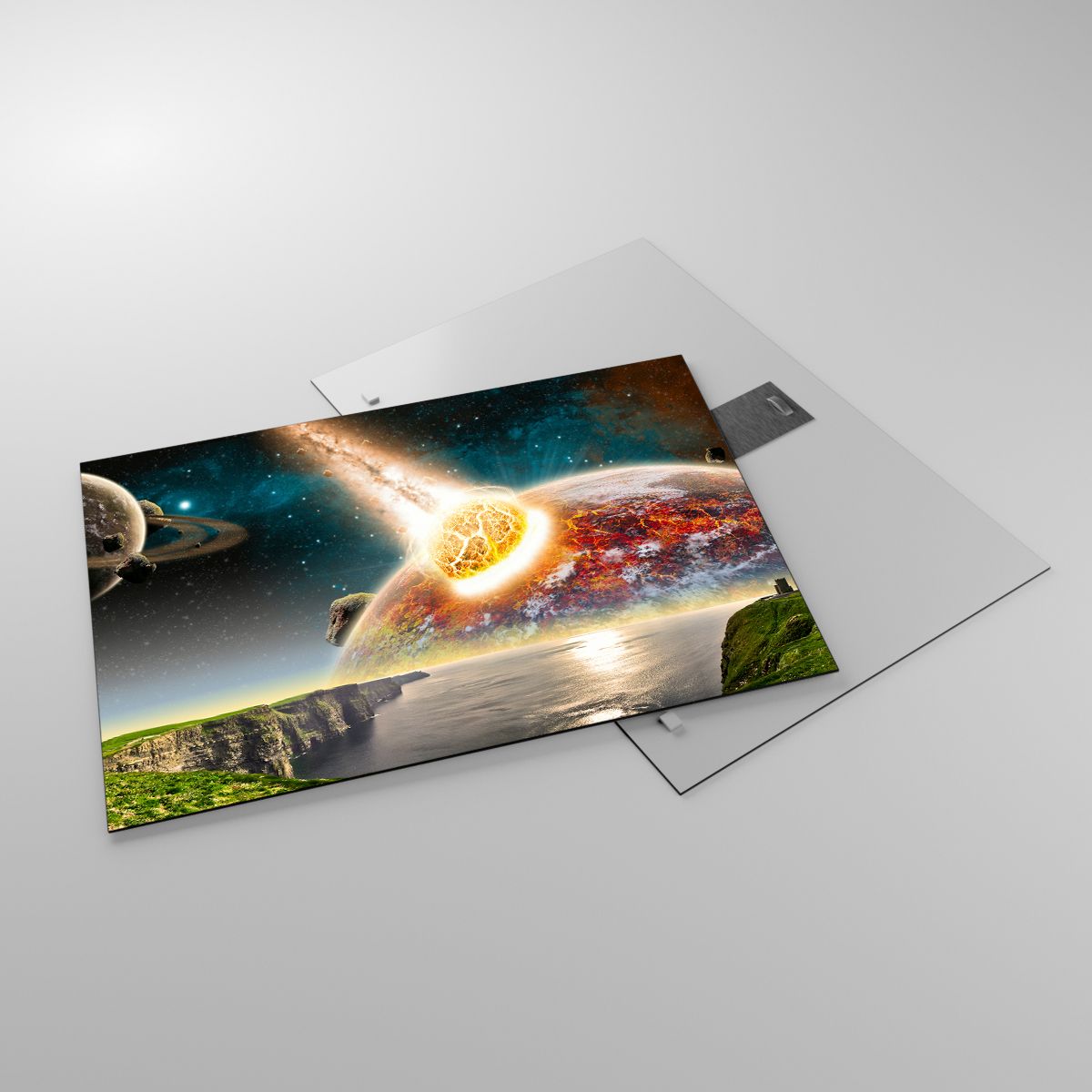 Glasbild Abstraktion, Glasbild Landschaft, Glasbild Kosmos, Glasbild Galaxis, Glasbild Komet