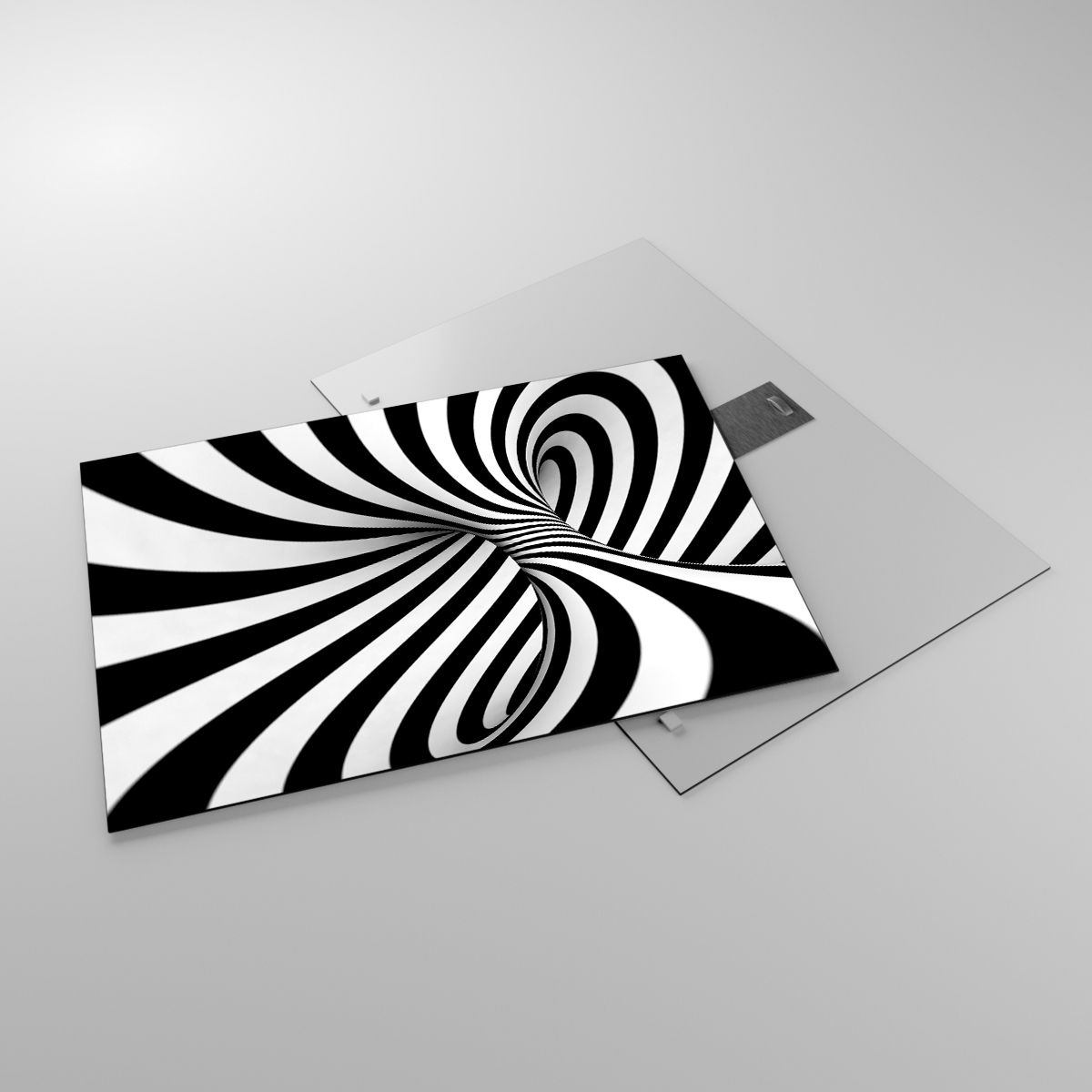 Glasbild Abstraktion, Glasbild 3D, Glasbild Schwarz Und Weiß, Glasbild Wirbel, Glasbild Spiral