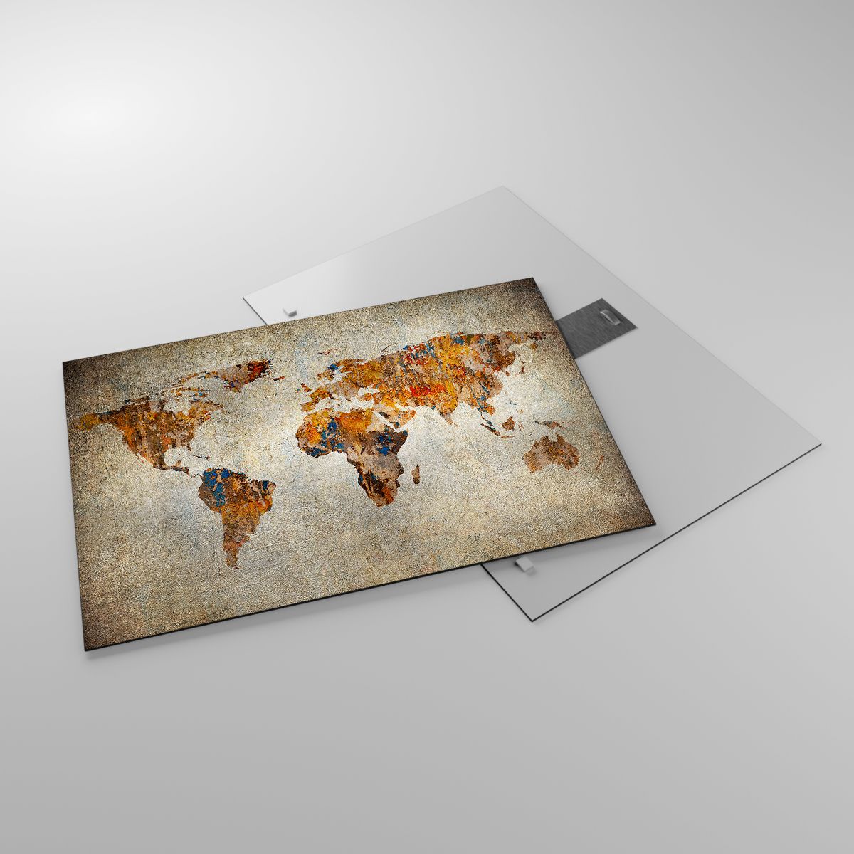 Glasbild Weltkarte, Glasbild Grafik, Glasbild Kontinente, Glasbild Reisen, Glasbild Alte Karte