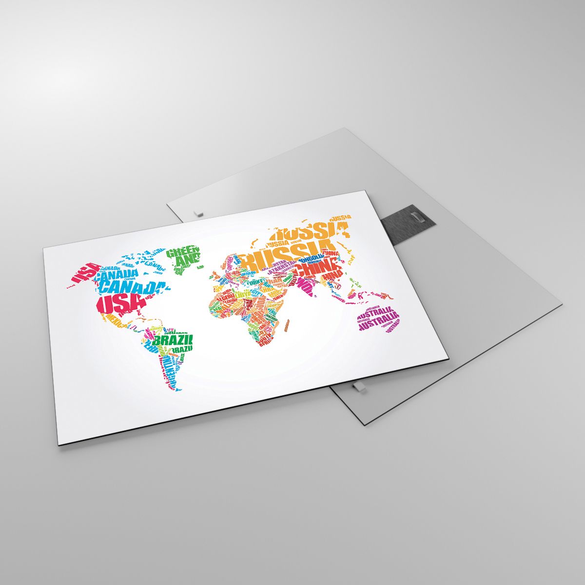 Glasbild Weltkarte, Glasbild Grafik, Glasbild Kontinente, Glasbild Planet, Glasbild Reisen
