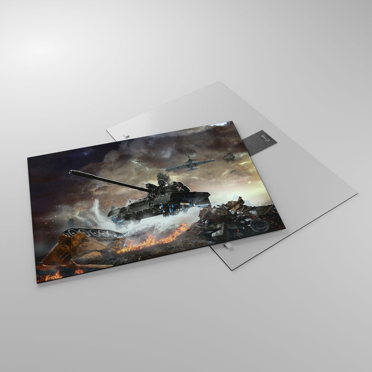 Glasbild Militär, Glasbild Krieg, Glasbild Panzer, Glasbild Militärflugzeug, Glasbild Schlacht