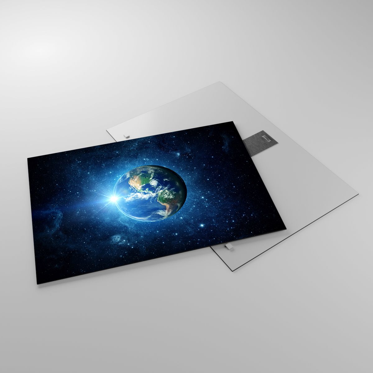 Glasbild Kosmos, Glasbild Planet Erde, Glasbild Globus, Glasbild Sterne Im Himmel, Glasbild Grafik